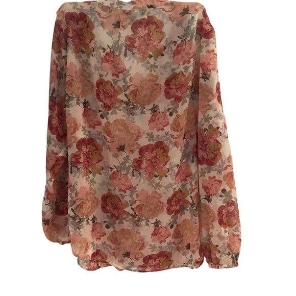Floral Hyper-feminine  Sheer Size Large Blouse - Picture 6 of 11